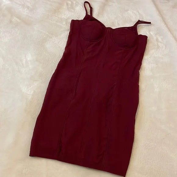 Dresses | Dark Red Form Fitting Club Dress | Poshmark
